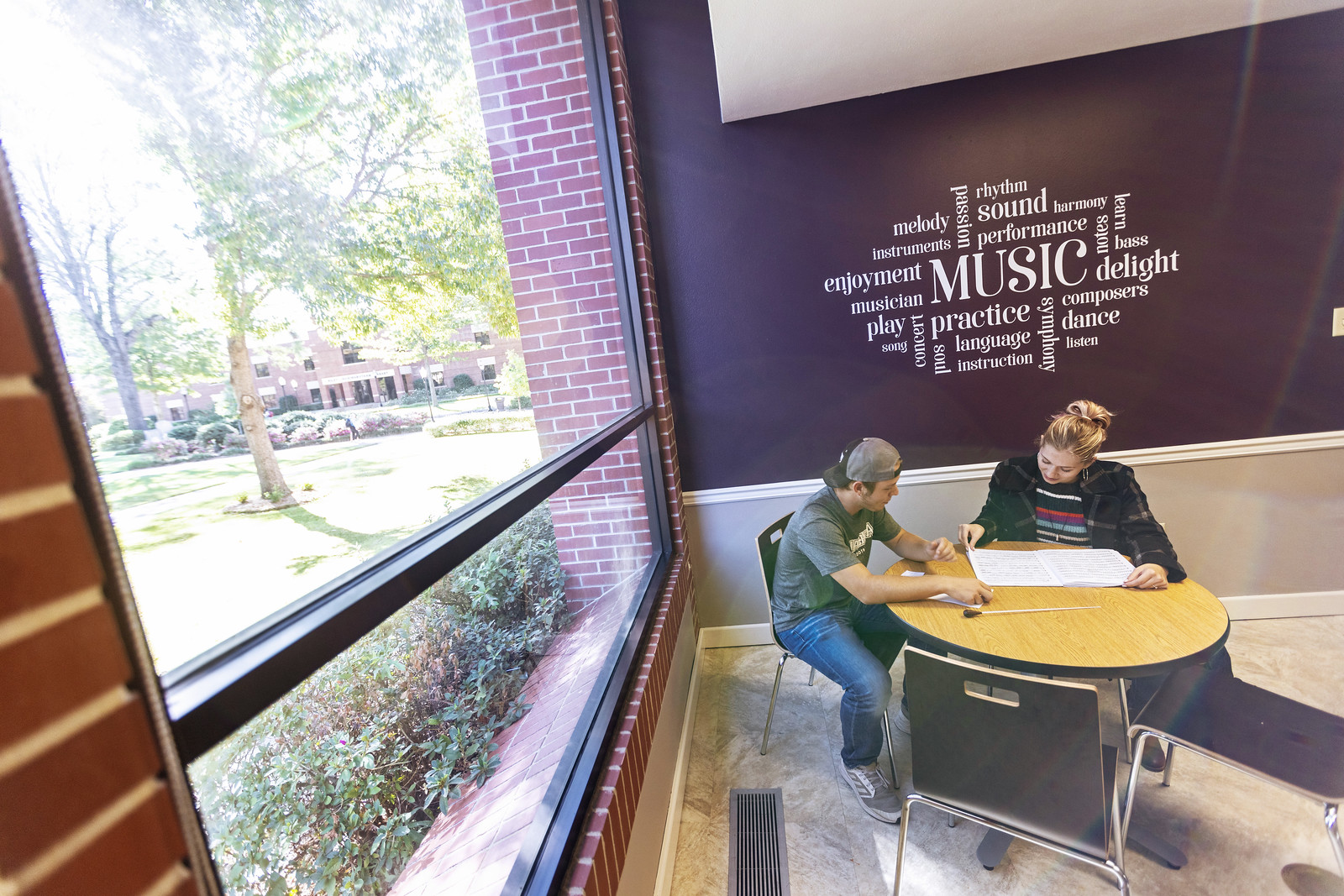 students studying at table